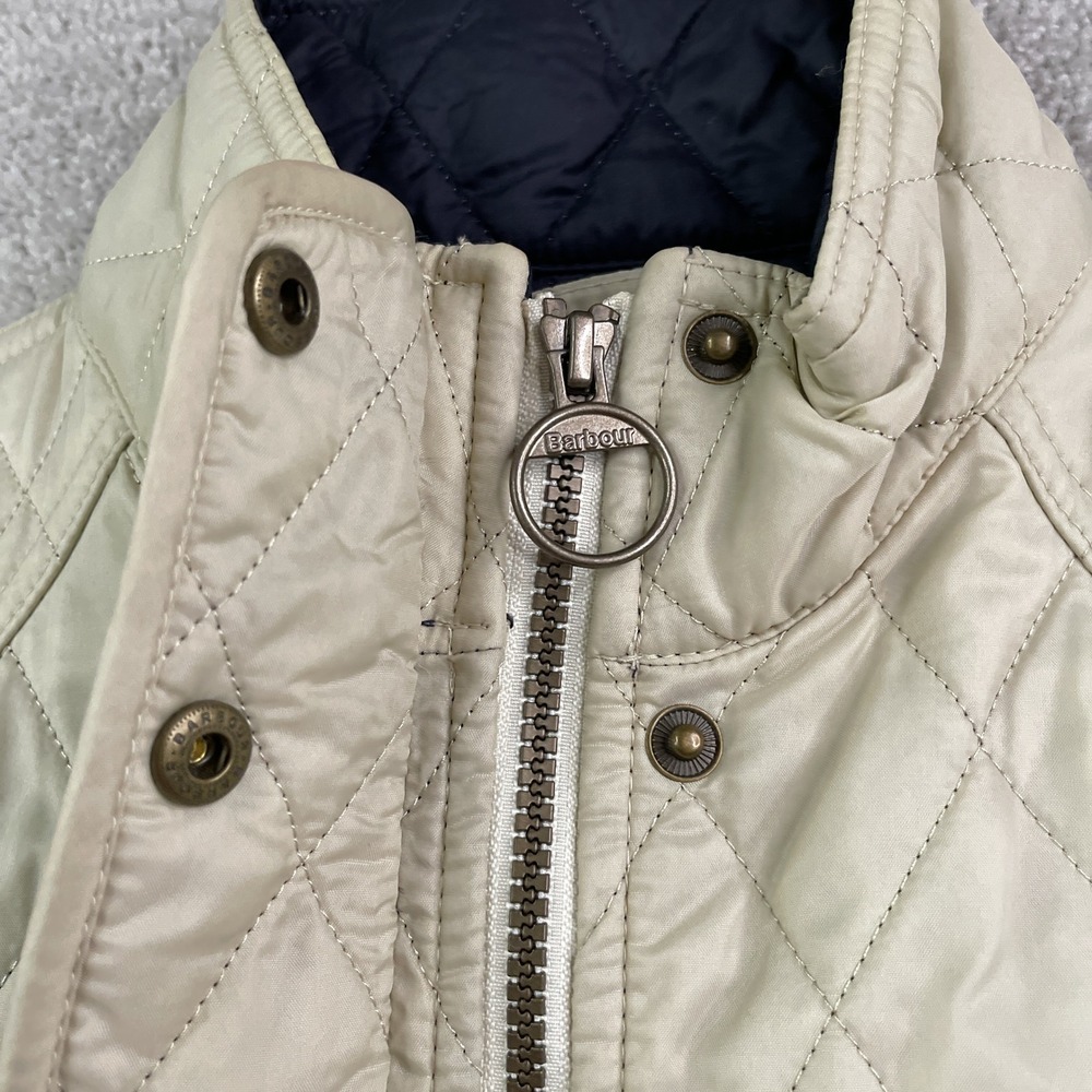 Barbour Vest Womens 16 Tan Quilted Full Zip Snap Front Wray Gilet Equestrian - Picture 6 of 14